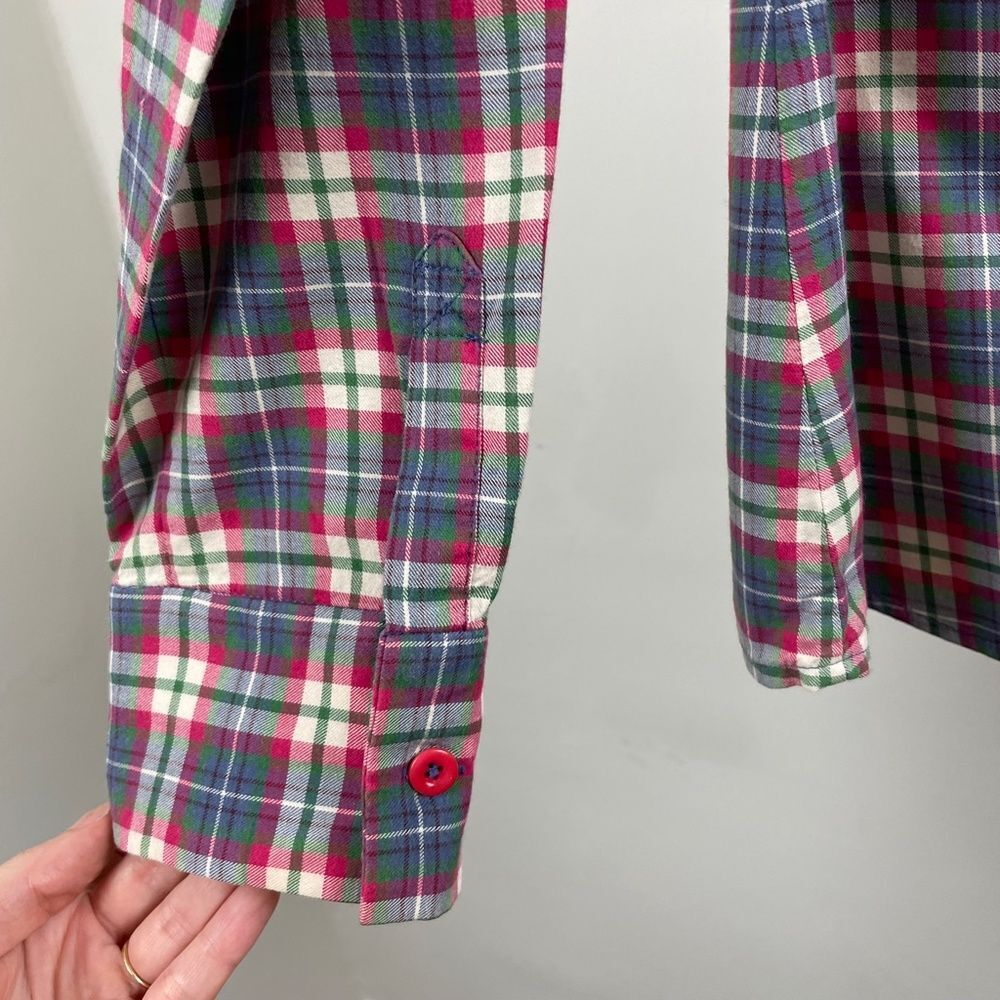 Boden Plaid Button Up Long Sleeve Shirt - Women’s 10 Blue, pink, green, & white - Picture 7 of 10